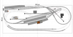 Fleischmann Gleisplan Spur N 200 x 80 Gesamtansicht sichtbarer Bereich
